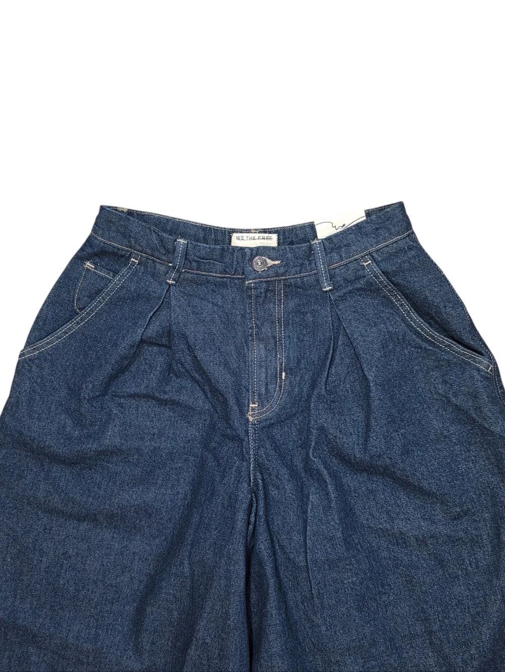 We The Free Antonia Crop Dark Denim Shorts CRVY Trending Baggy Jort Style NWT 26